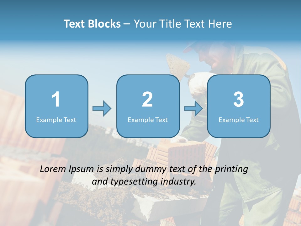 A Man In A Hard Hat And Overalls Working On Bricks PowerPoint Template