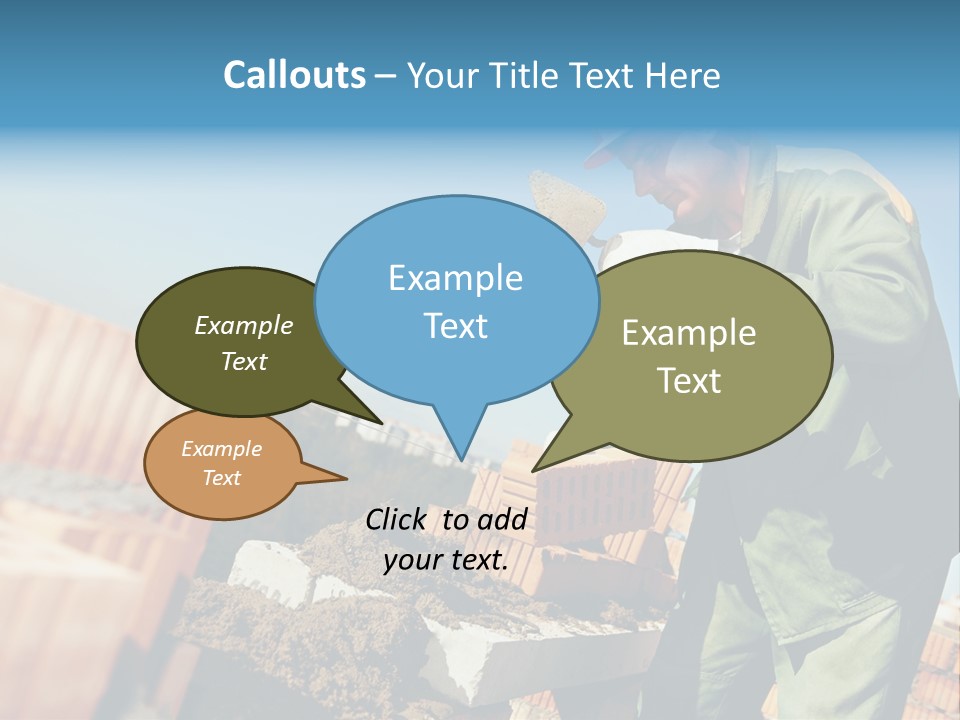 A Man In A Hard Hat And Overalls Working On Bricks PowerPoint Template