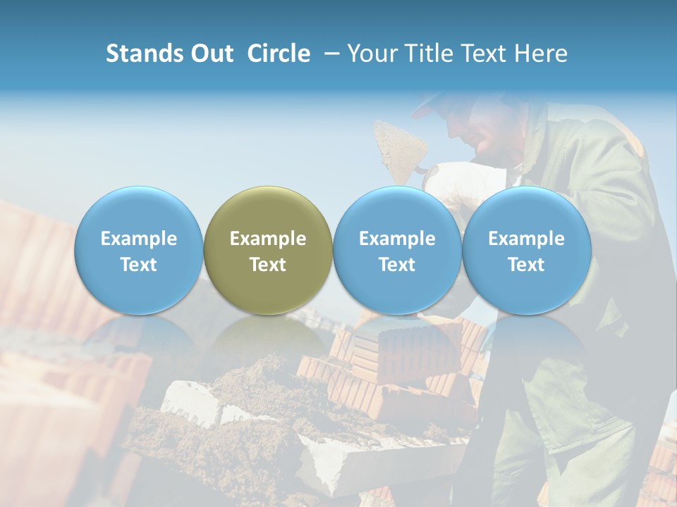 A Man In A Hard Hat And Overalls Working On Bricks PowerPoint Template