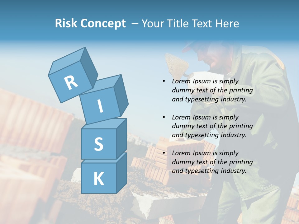 A Man In A Hard Hat And Overalls Working On Bricks PowerPoint Template
