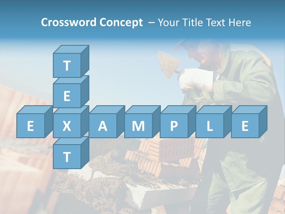 A Man In A Hard Hat And Overalls Working On Bricks PowerPoint Template