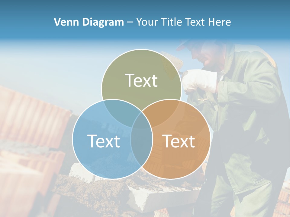 A Man In A Hard Hat And Overalls Working On Bricks PowerPoint Template