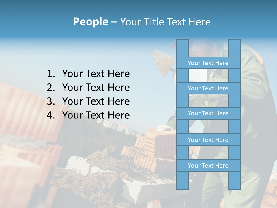 A Man In A Hard Hat And Overalls Working On Bricks PowerPoint Template