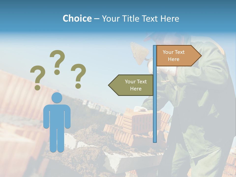 A Man In A Hard Hat And Overalls Working On Bricks PowerPoint Template