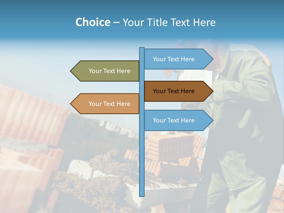 A Man In A Hard Hat And Overalls Working On Bricks PowerPoint Template