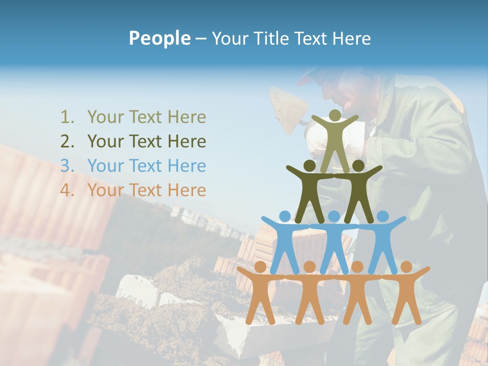 A Man In A Hard Hat And Overalls Working On Bricks PowerPoint Template