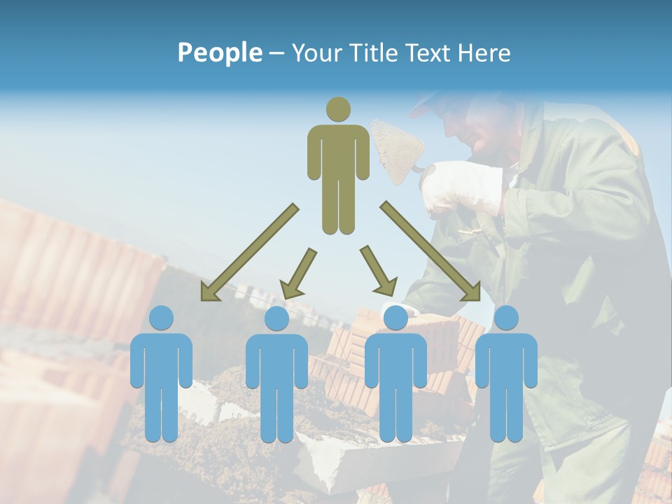 A Man In A Hard Hat And Overalls Working On Bricks PowerPoint Template