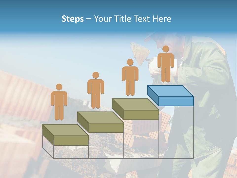 A Man In A Hard Hat And Overalls Working On Bricks PowerPoint Template