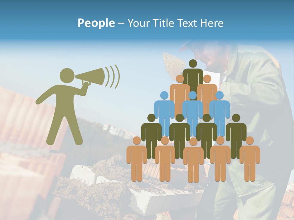 A Man In A Hard Hat And Overalls Working On Bricks PowerPoint Template