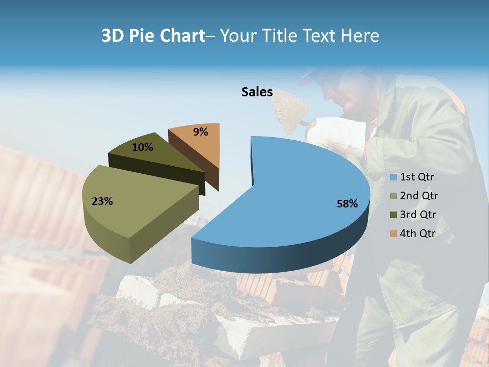 A Man In A Hard Hat And Overalls Working On Bricks PowerPoint Template