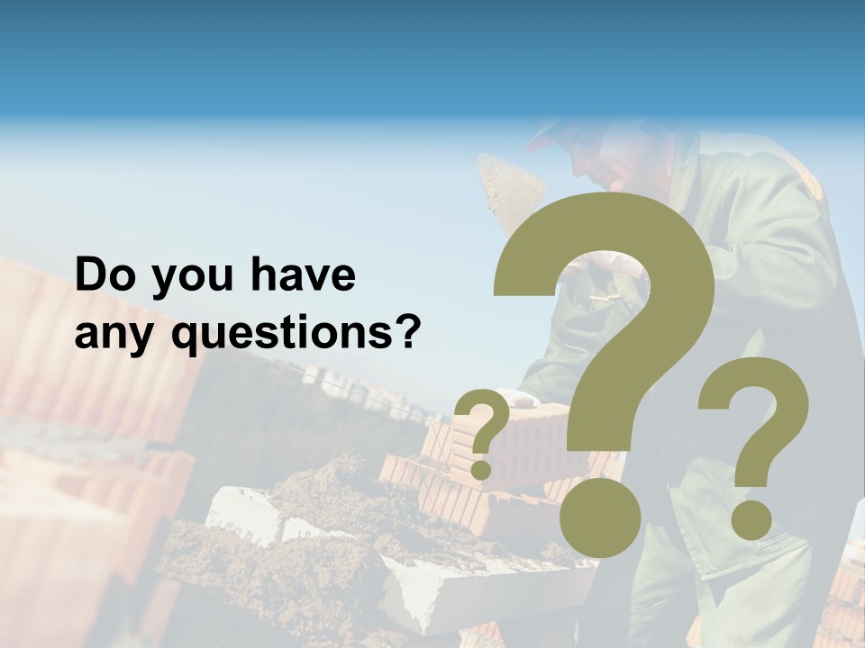 A Man In A Hard Hat And Overalls Working On Bricks PowerPoint Template