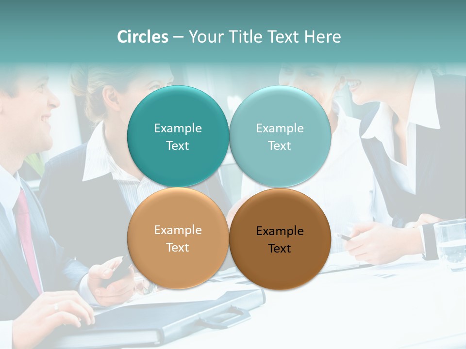 A Group Of People Sitting Around A Table Talking PowerPoint Template