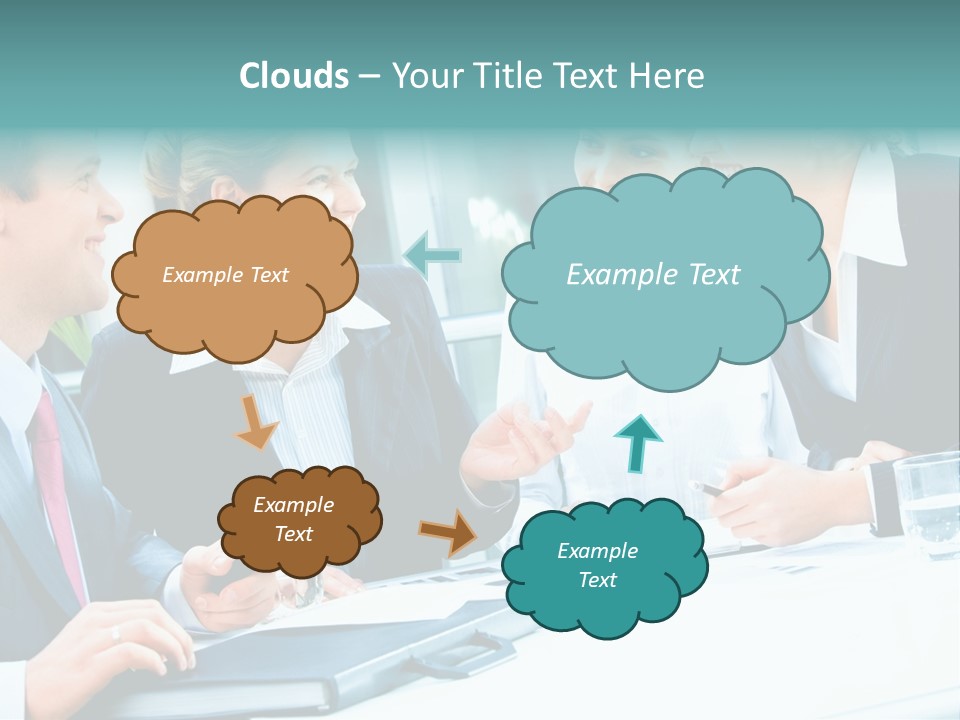 A Group Of People Sitting Around A Table Talking PowerPoint Template
