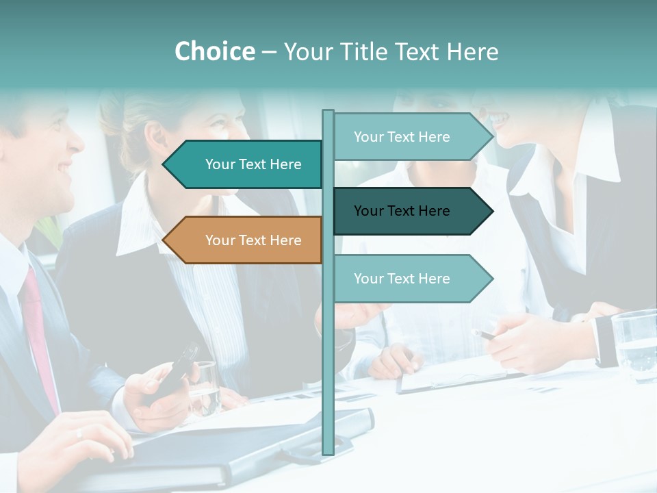 A Group Of People Sitting Around A Table Talking PowerPoint Template