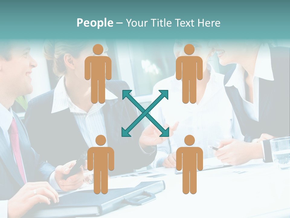 A Group Of People Sitting Around A Table Talking PowerPoint Template