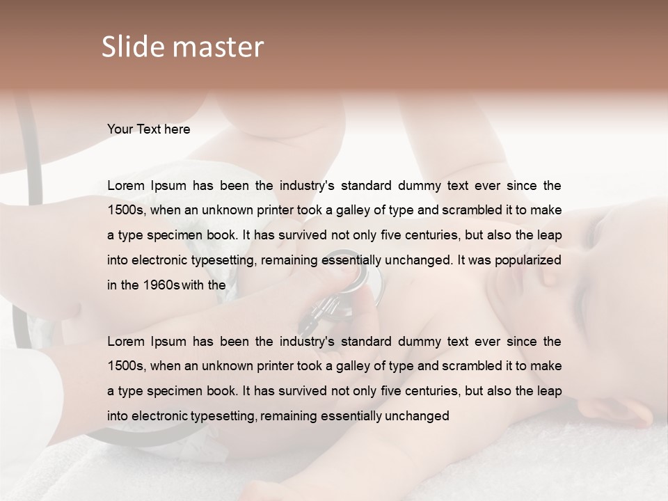 A Baby Being Examined By A Doctor With A Stethoscope PowerPoint Template