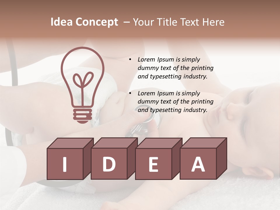 A Baby Being Examined By A Doctor With A Stethoscope PowerPoint Template