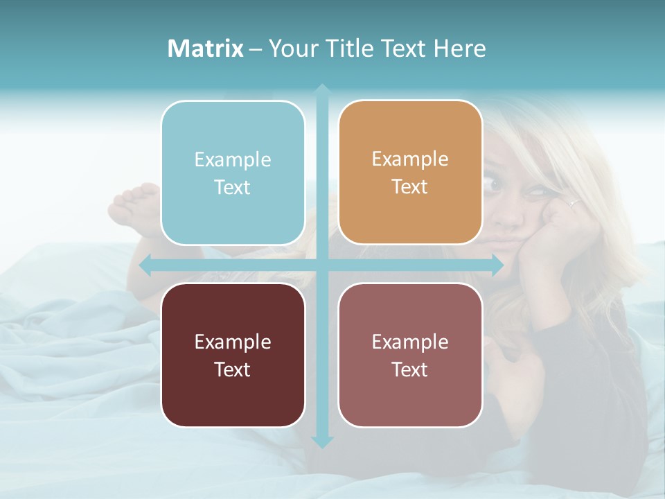 A Woman Laying On A Bed With A Blue Blanket PowerPoint Template
