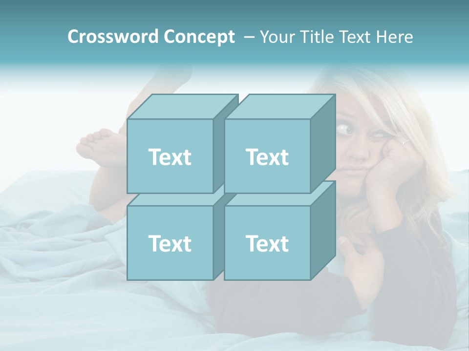 A Woman Laying On A Bed With A Blue Blanket PowerPoint Template