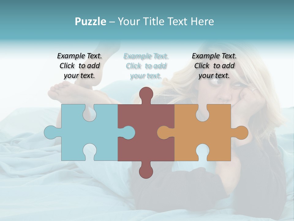 A Woman Laying On A Bed With A Blue Blanket PowerPoint Template