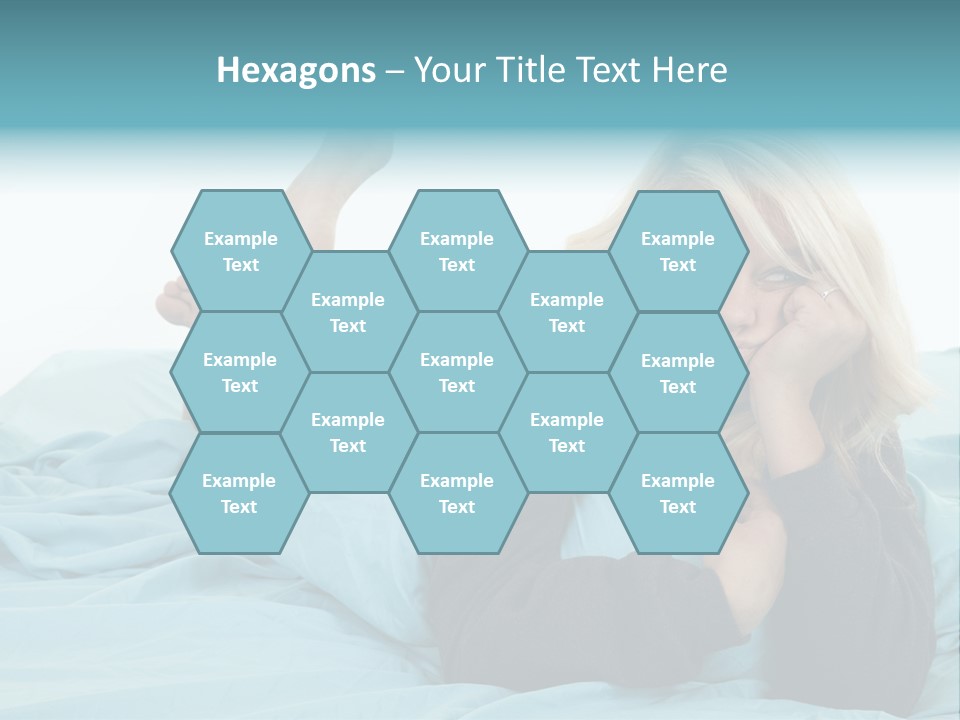 A Woman Laying On A Bed With A Blue Blanket PowerPoint Template