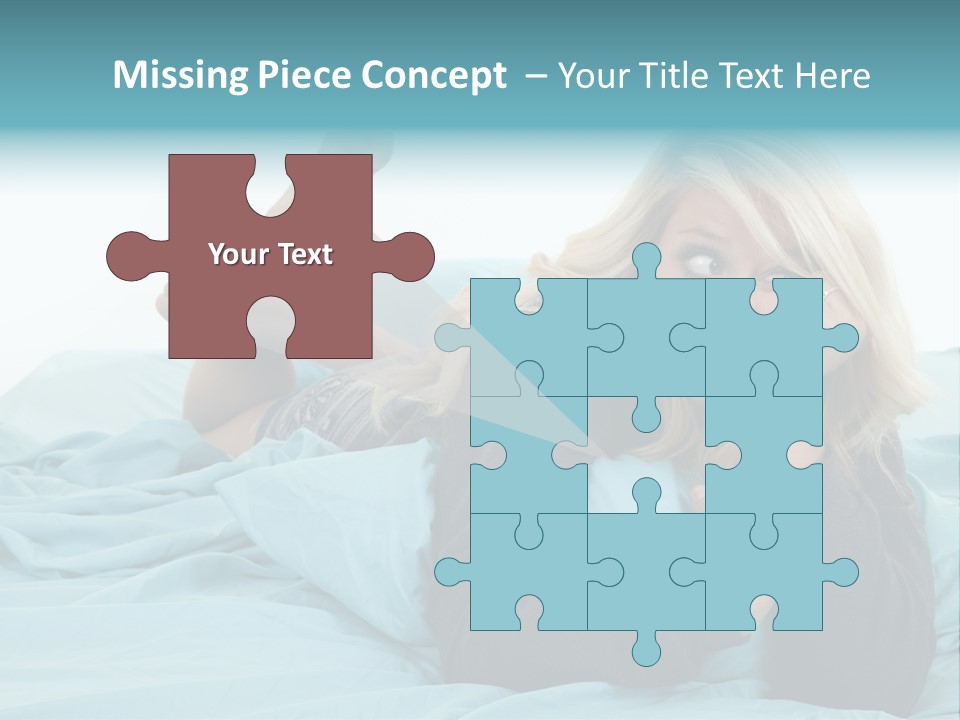 A Woman Laying On A Bed With A Blue Blanket PowerPoint Template