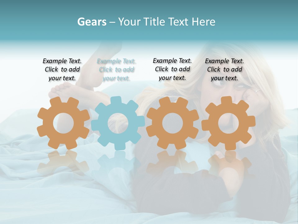 A Woman Laying On A Bed With A Blue Blanket PowerPoint Template