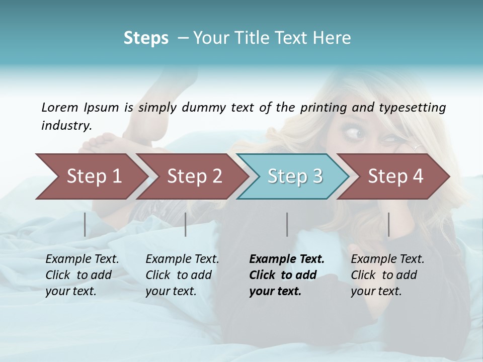 A Woman Laying On A Bed With A Blue Blanket PowerPoint Template