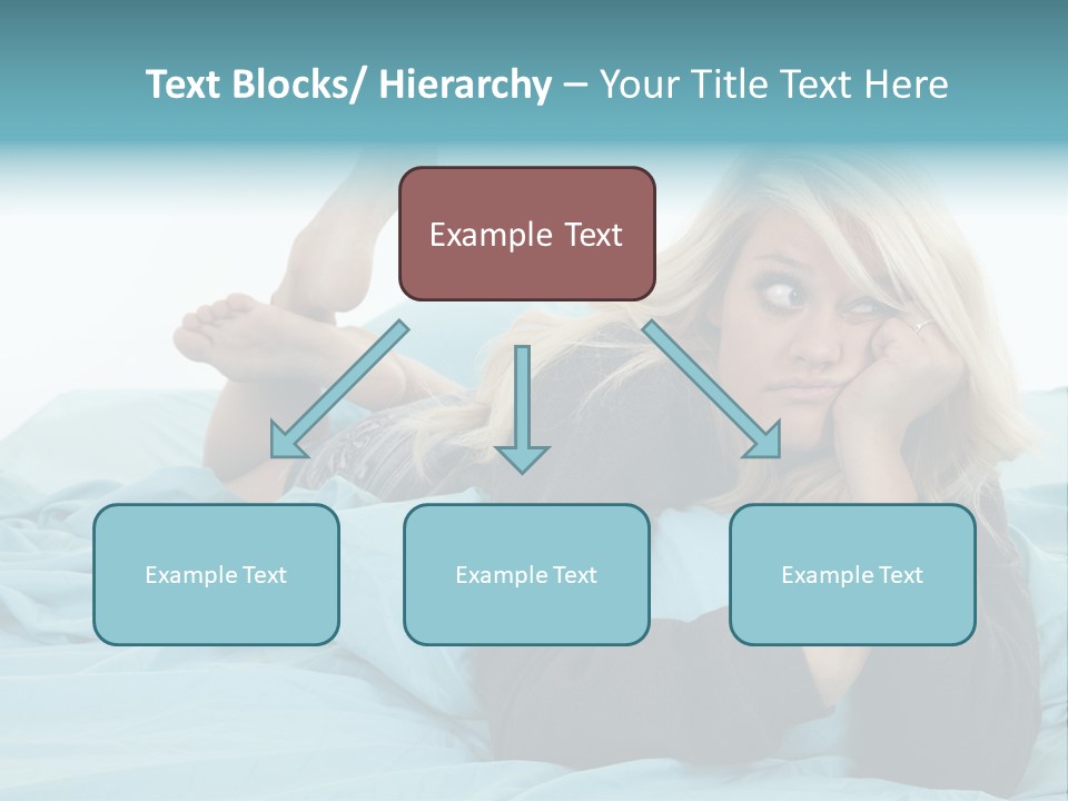 A Woman Laying On A Bed With A Blue Blanket PowerPoint Template