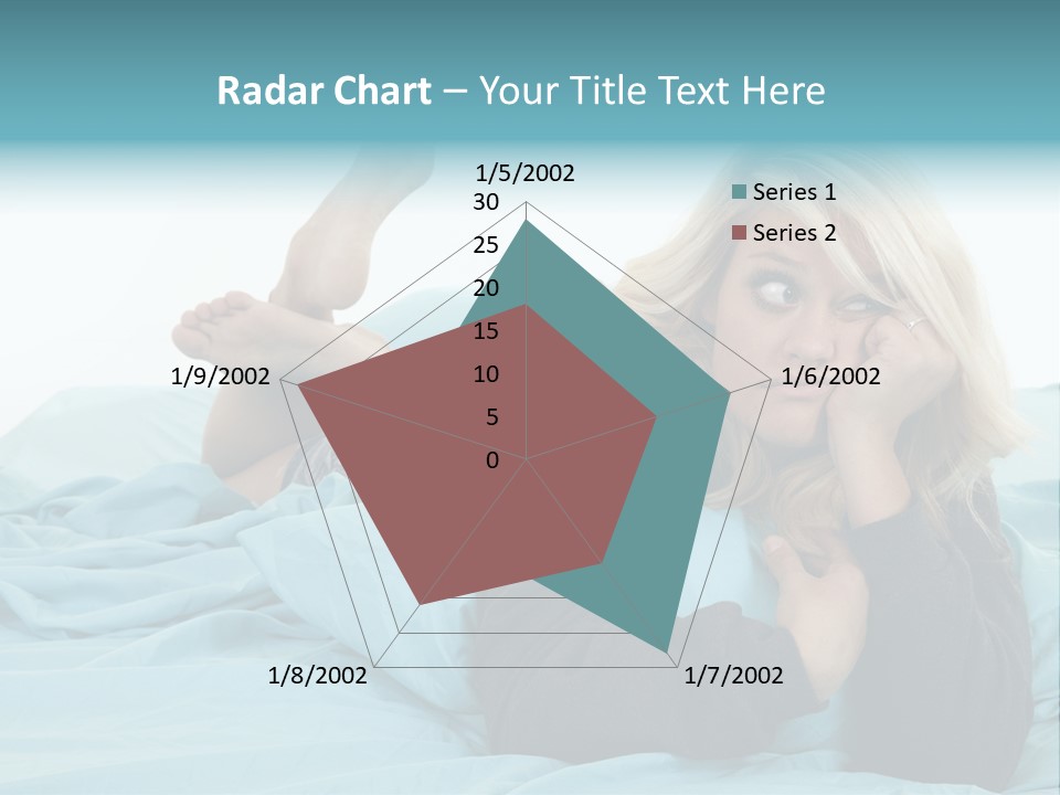 A Woman Laying On A Bed With A Blue Blanket PowerPoint Template