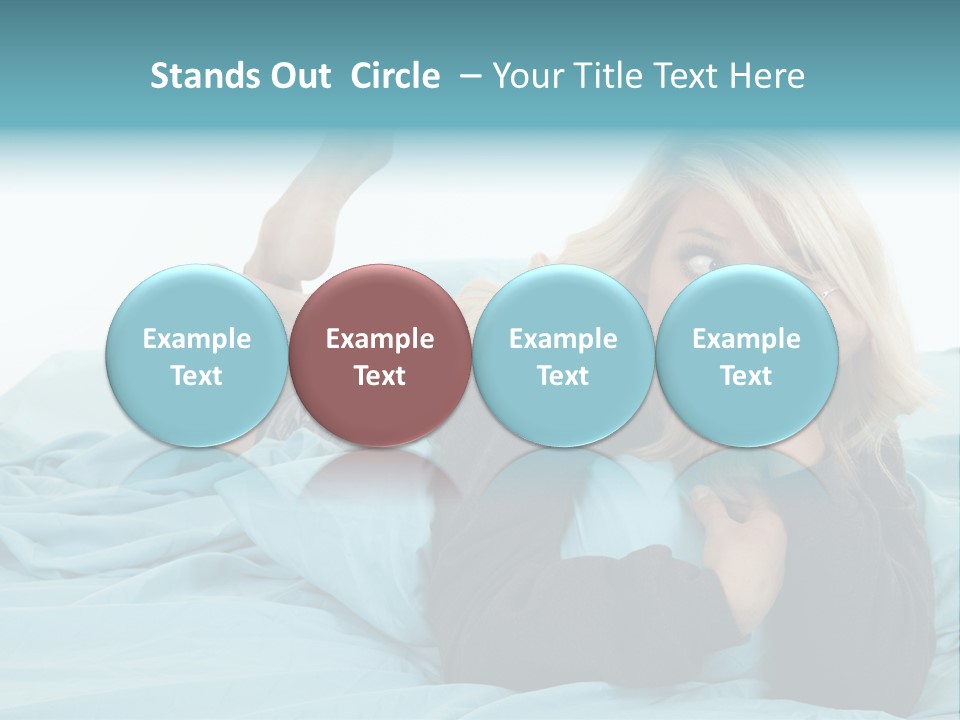 A Woman Laying On A Bed With A Blue Blanket PowerPoint Template
