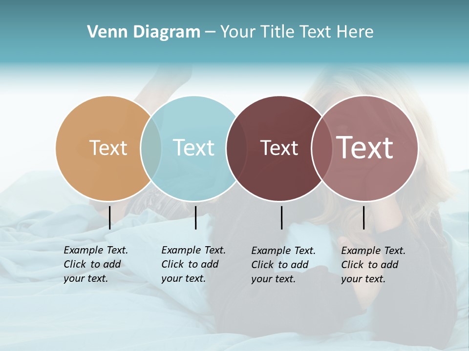 A Woman Laying On A Bed With A Blue Blanket PowerPoint Template