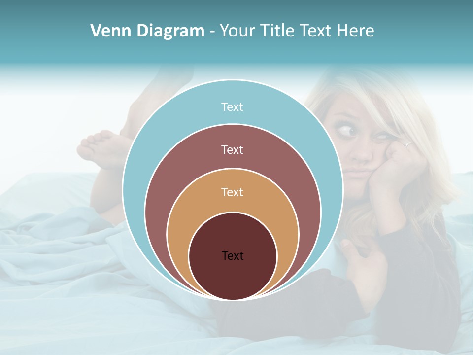 A Woman Laying On A Bed With A Blue Blanket PowerPoint Template