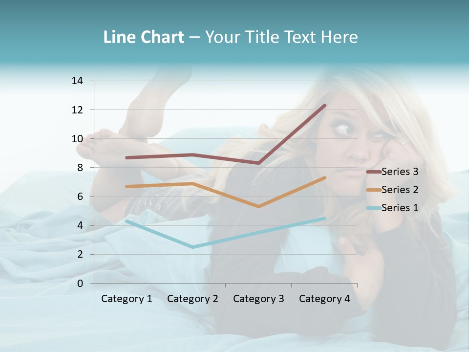 A Woman Laying On A Bed With A Blue Blanket PowerPoint Template