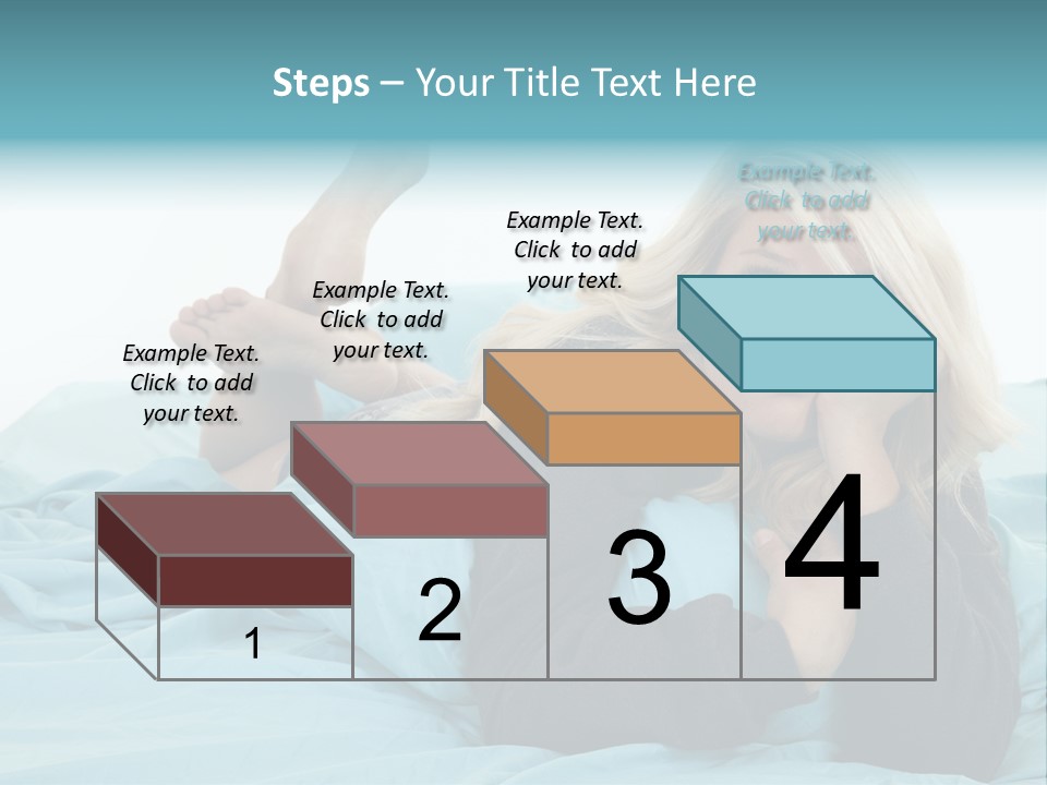 A Woman Laying On A Bed With A Blue Blanket PowerPoint Template