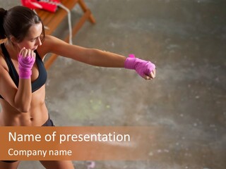 A Woman In A Sports Bra Top And Pink Gloves PowerPoint Template