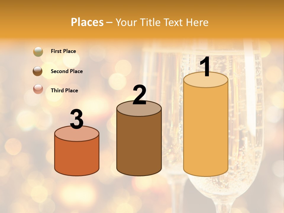 Two Glasses Of Champagne On A Table With A Gold Background PowerPoint Template