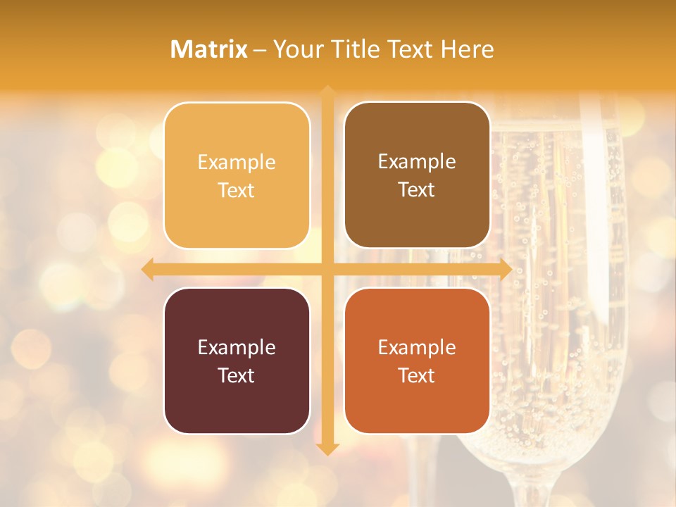 Two Glasses Of Champagne On A Table With A Gold Background PowerPoint Template
