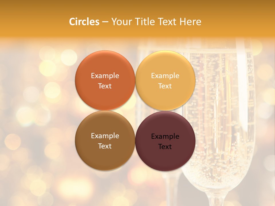 Two Glasses Of Champagne On A Table With A Gold Background PowerPoint Template