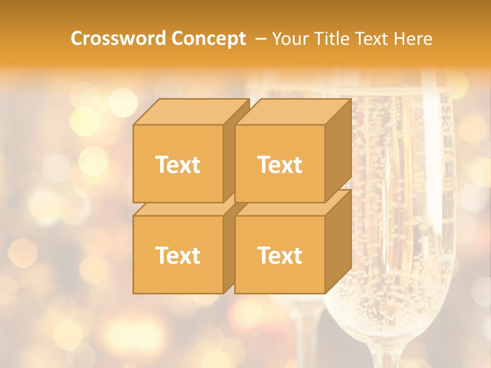 Two Glasses Of Champagne On A Table With A Gold Background PowerPoint Template