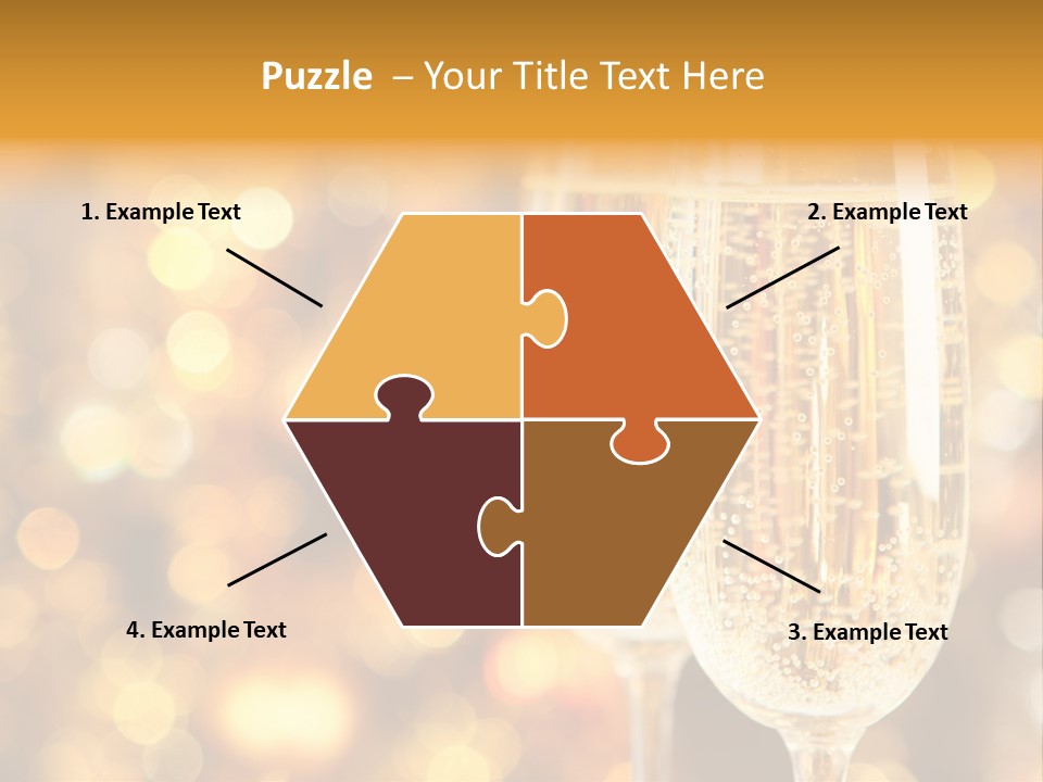 Two Glasses Of Champagne On A Table With A Gold Background PowerPoint Template