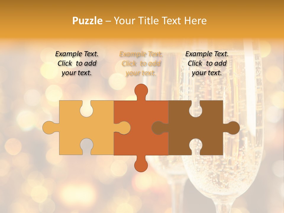 Two Glasses Of Champagne On A Table With A Gold Background PowerPoint Template