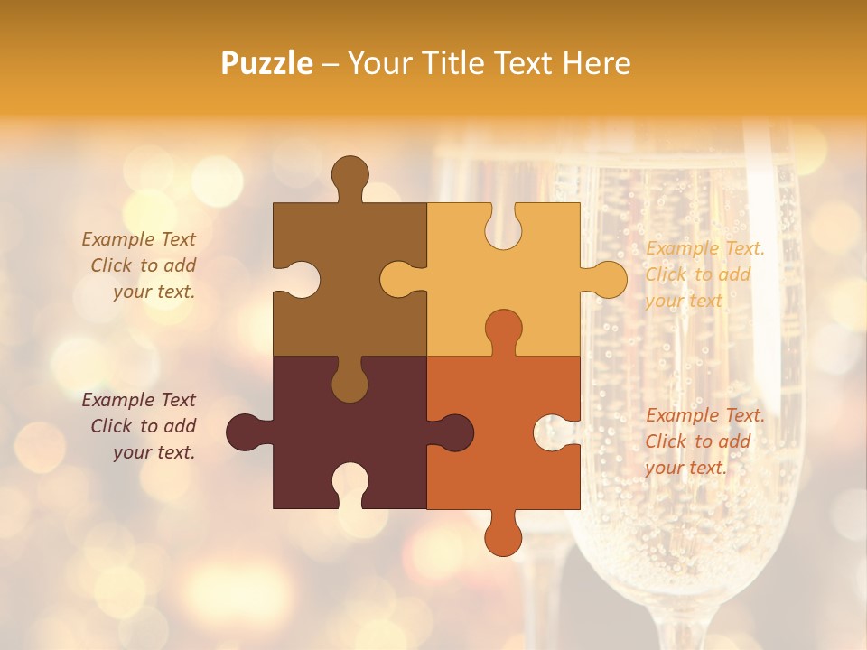 Two Glasses Of Champagne On A Table With A Gold Background PowerPoint Template