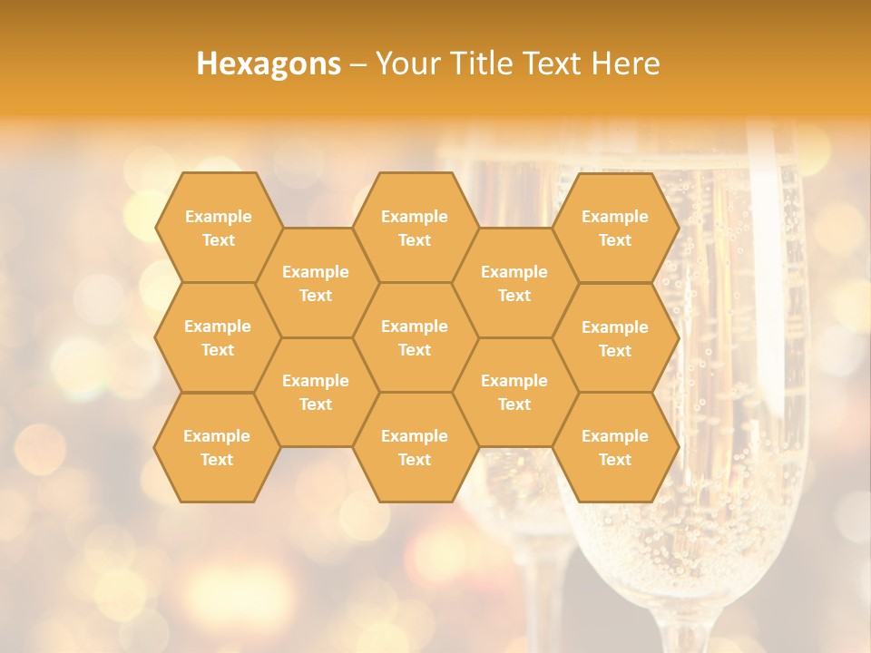 Two Glasses Of Champagne On A Table With A Gold Background PowerPoint Template