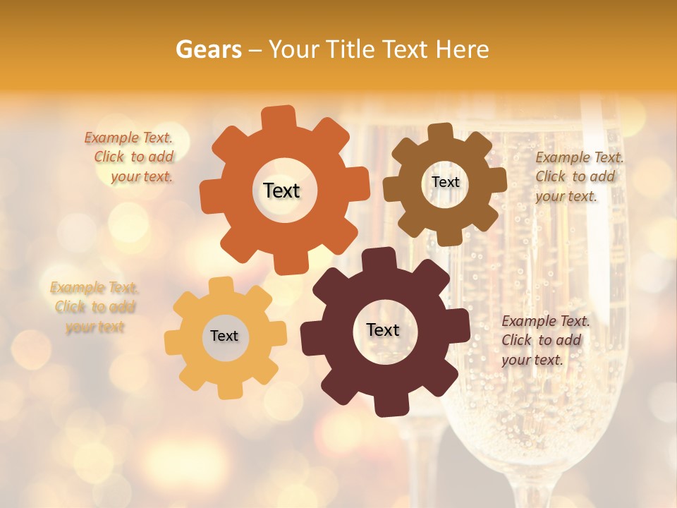 Two Glasses Of Champagne On A Table With A Gold Background PowerPoint Template