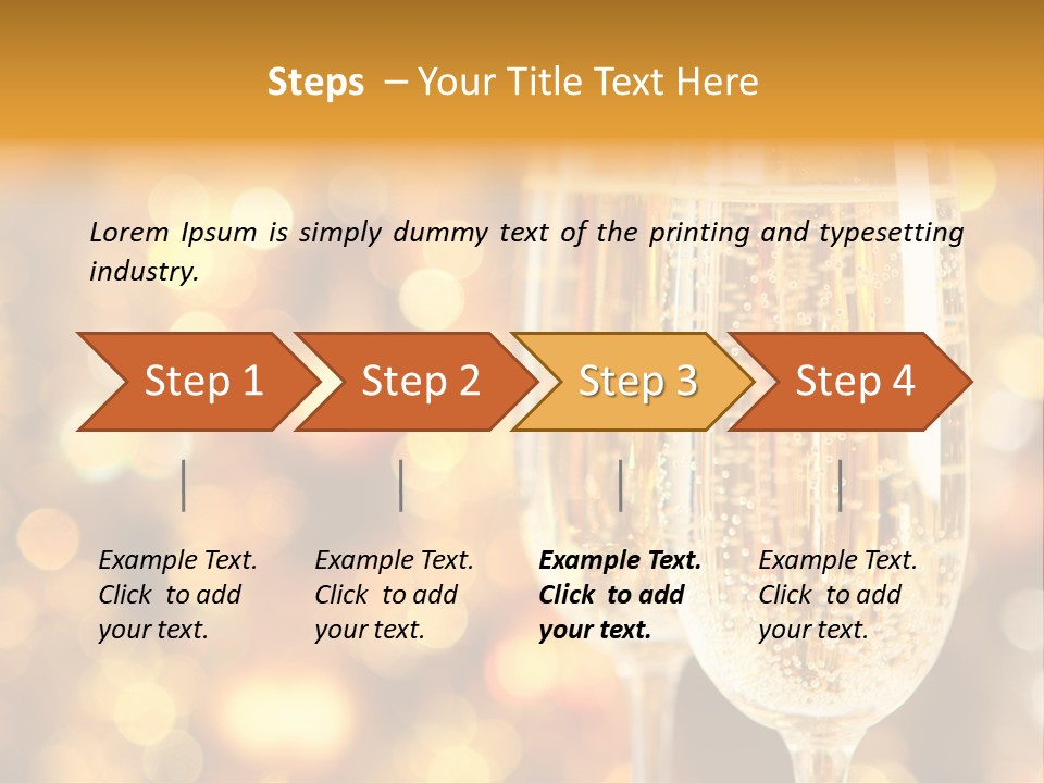 Two Glasses Of Champagne On A Table With A Gold Background PowerPoint Template