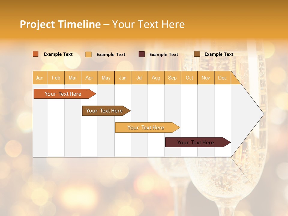 Two Glasses Of Champagne On A Table With A Gold Background PowerPoint Template