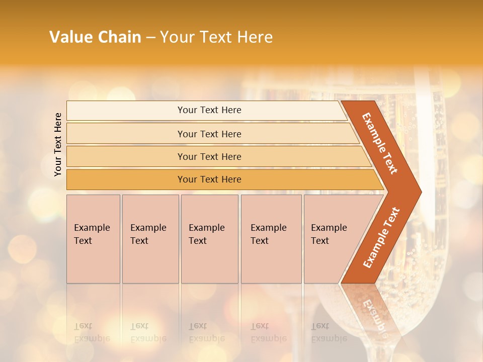 Two Glasses Of Champagne On A Table With A Gold Background PowerPoint Template