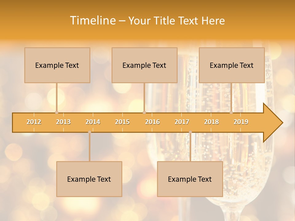 Two Glasses Of Champagne On A Table With A Gold Background PowerPoint Template