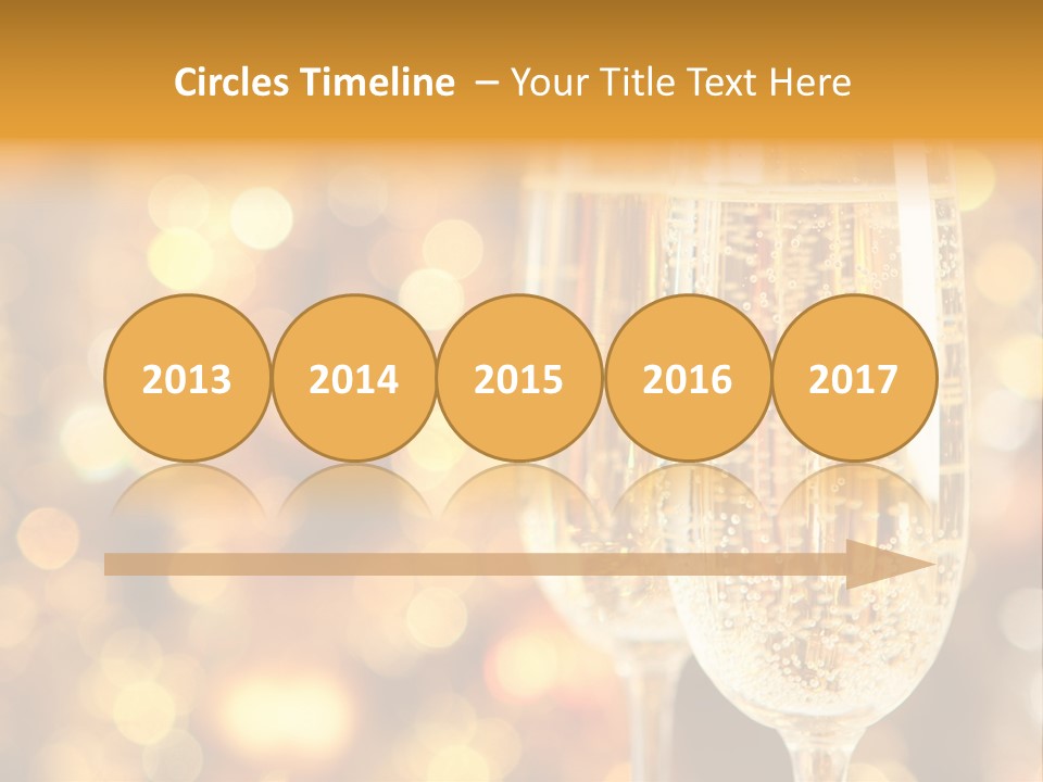 Two Glasses Of Champagne On A Table With A Gold Background PowerPoint Template